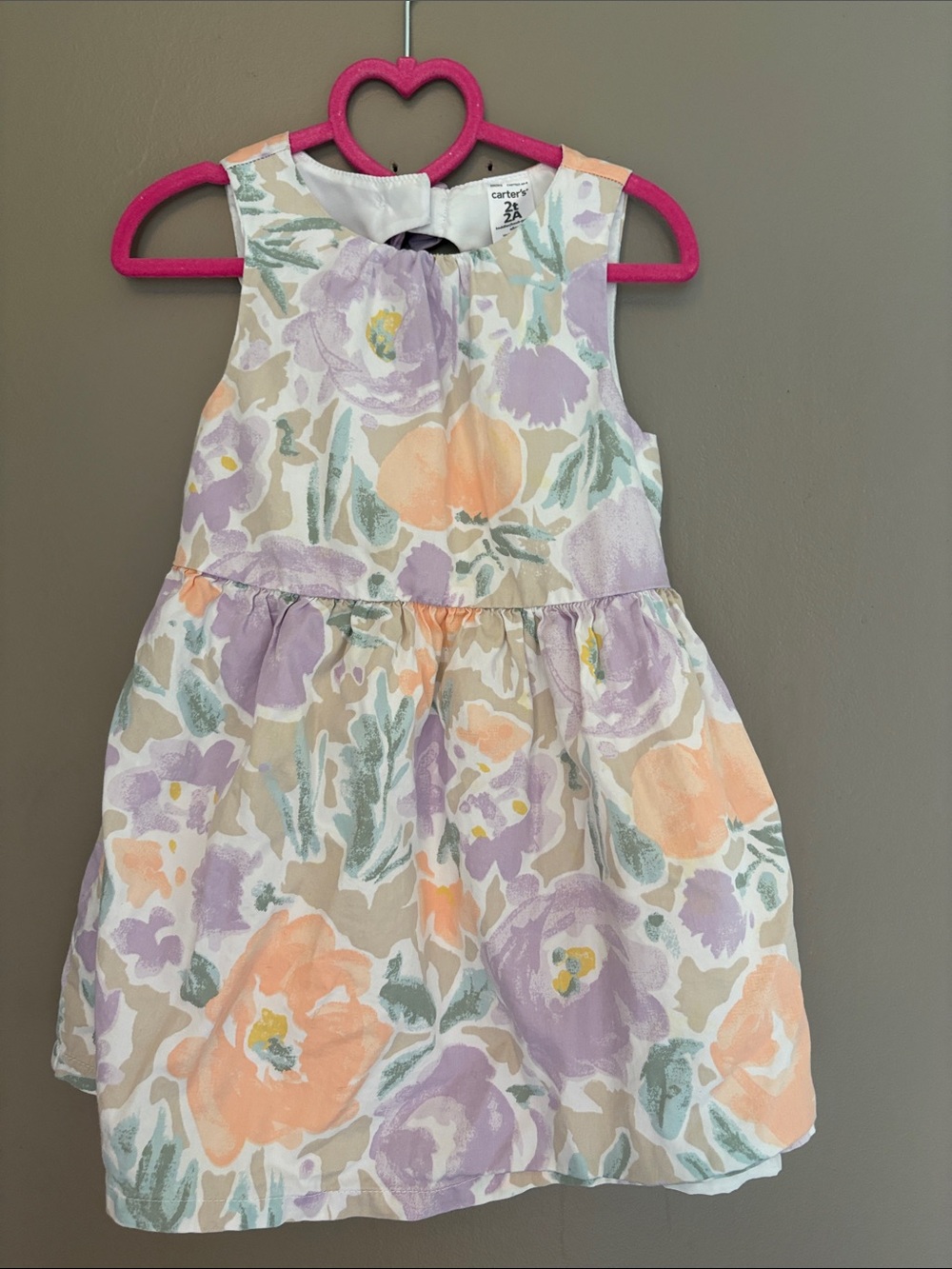 Carter's Sleeveless Floral Cotton Dress in Peach, Lavender & Sage